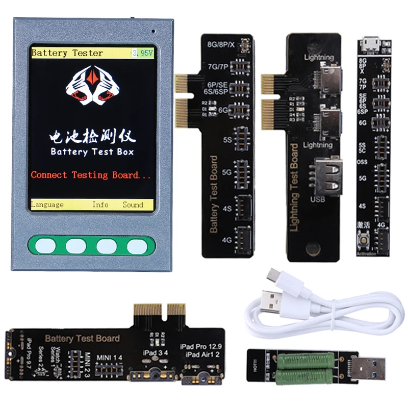 

Battery Tester For iPhone XR XS XS MAX X 8 8P 7 7P 6 6S 5 For iPad Apple Battery Checker USB Cable Tester a Key Clear Cycle