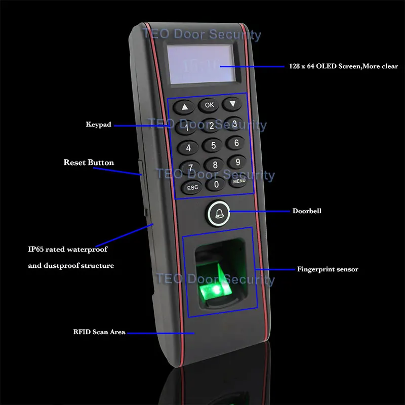 Биометрический дверной замок с распознаванием отпечатка пальца терминал водонепроницаемый исключительный клавиатуры zkteco TF1700 здания и устройство записи посещаемости TCPIP