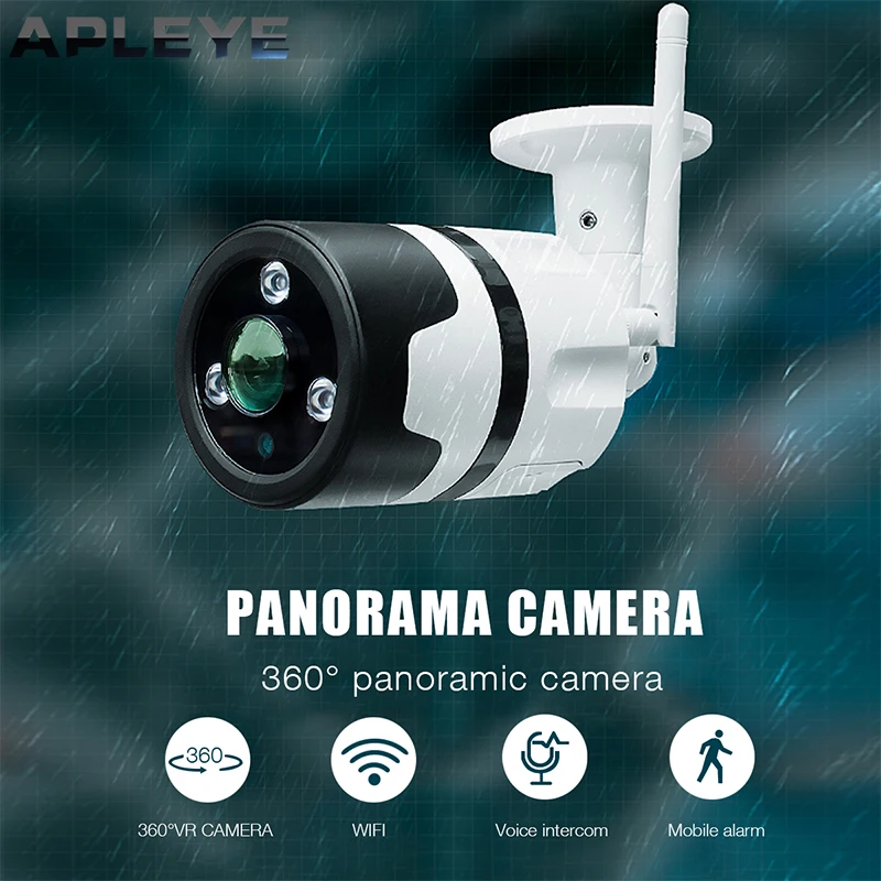 

APLEYE WIFI IP Camera 360 Degree Panoramic VR Camera 1080P Waterproof Outdoor Wireless CCTV Security Surveillance Bullet Camera