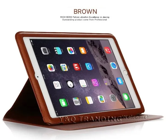 Ultrathin Cowhide Genuine Leather Case for Apple iPad Real Leather Business Stand Smart Cover for iPad (8)