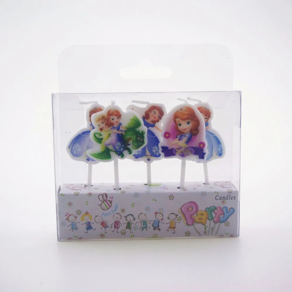 

5pcs/set Theme Birthday Party Cartoon Princess Sofia Cute Novelty Candle Home Party Decoration Candles for Kids Favor