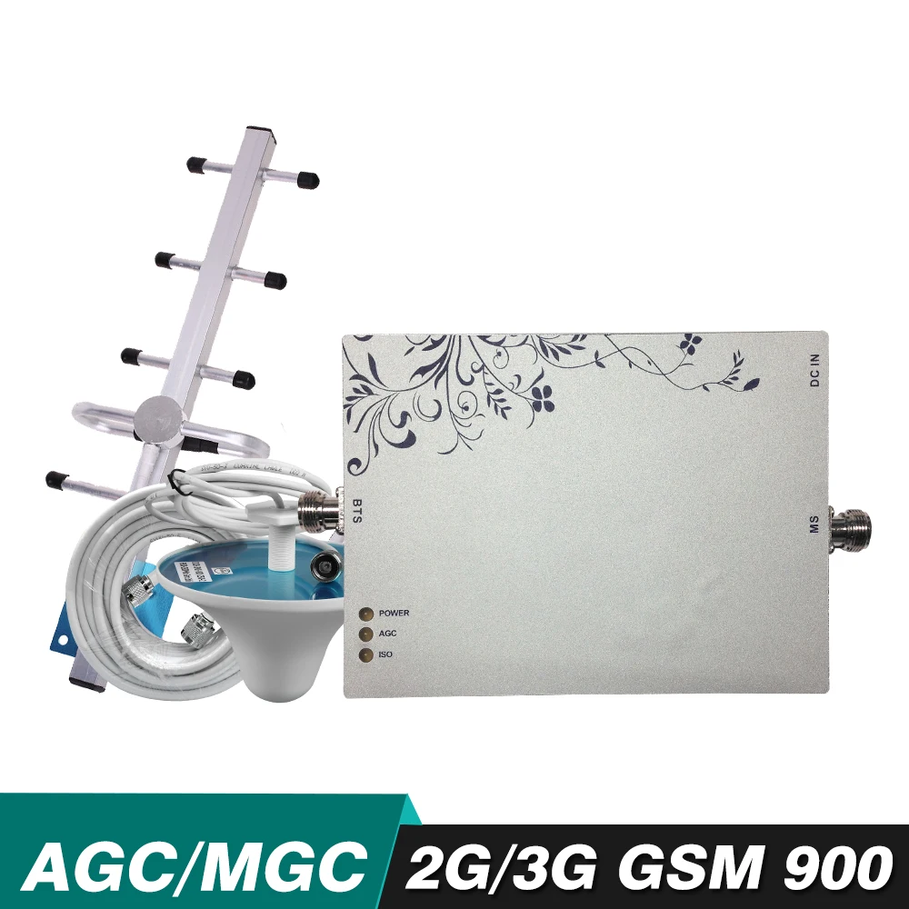 75dB Gain Powerful AGC MGC Mobile Signal Booster 2G GSM 900mhz Cell Phone Signal Repeater 900 GSM Cellular Amplifier Antenna Set