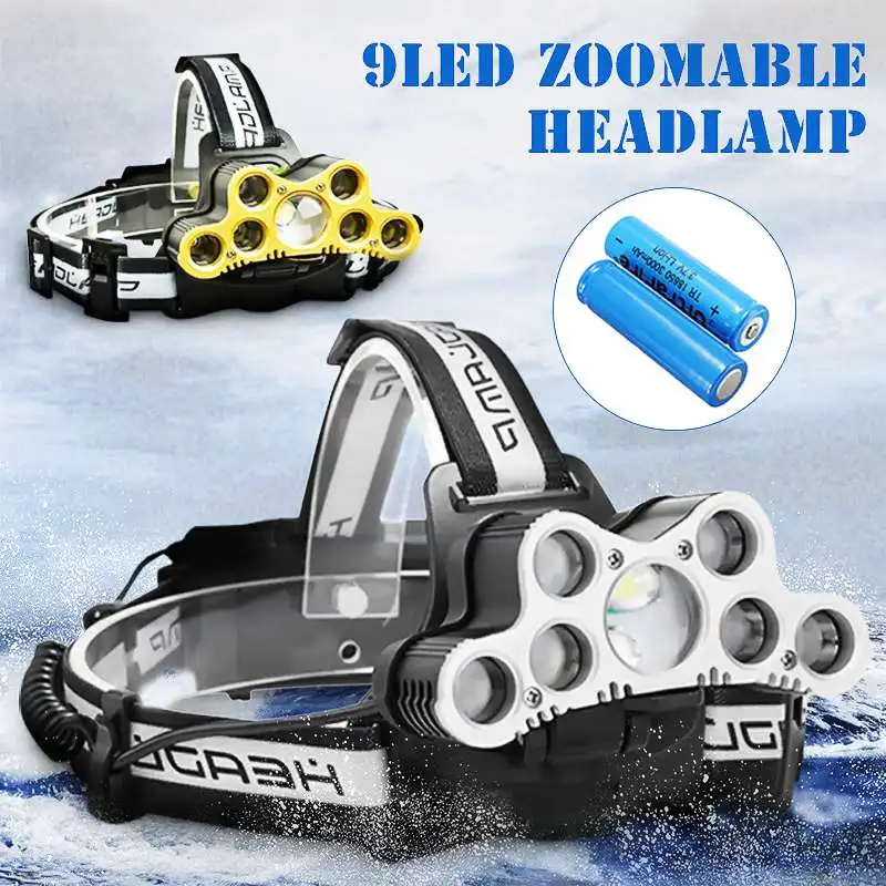 

headlamp 65000lm LED Smuxi 7*t6 headlight 5 modes head light waterproof flashlight zoomable use 18650 for hunting cycling