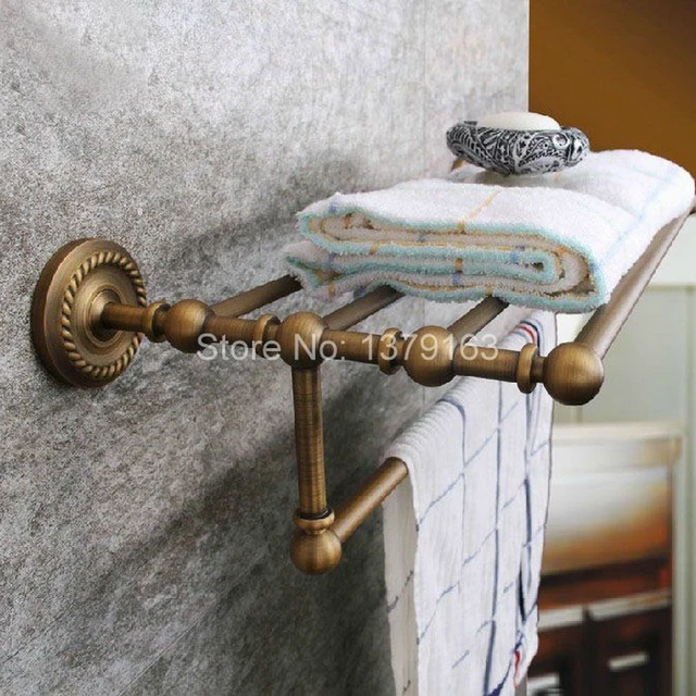 Bathroom Accessory Vintage Retro Antique Brass Wall Mounted Bathroom Towel  Rail Holder Storage Rack Shelf Bar aba087 - AliExpress