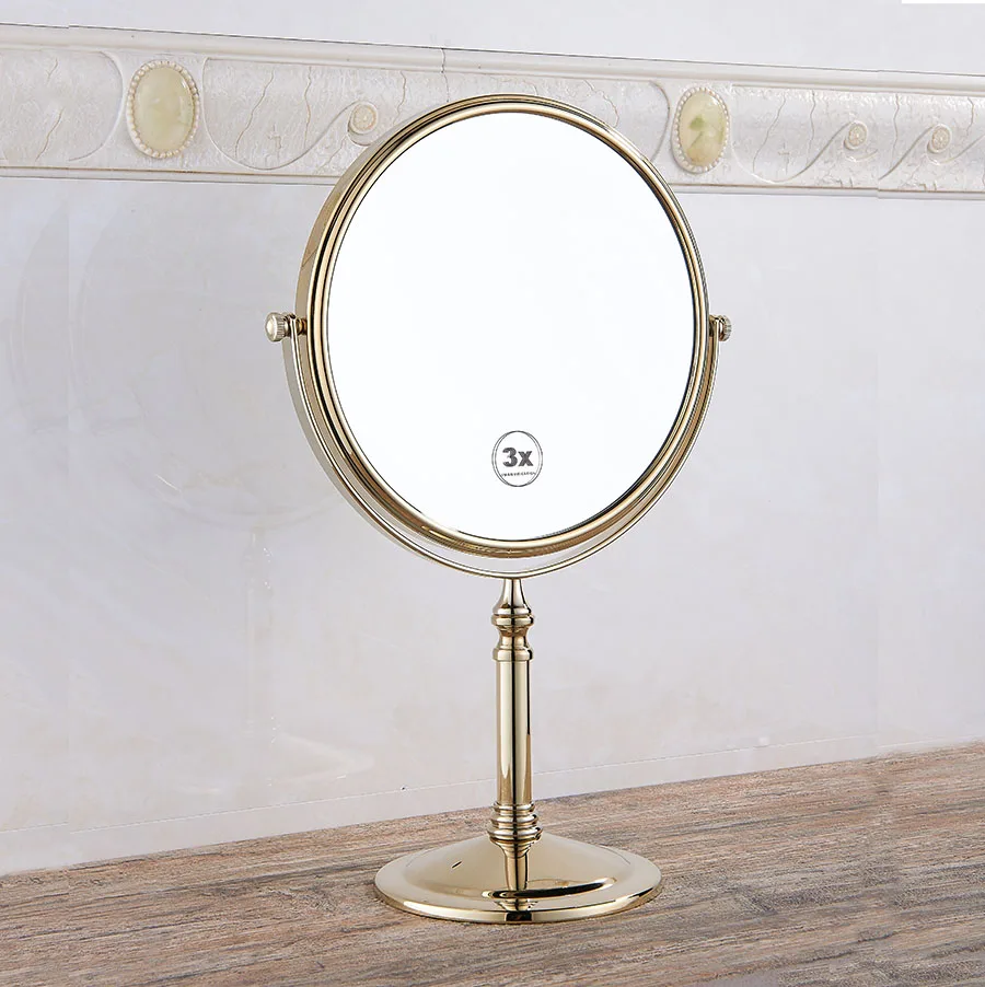 Зеркала для ванной 8 дюймов круглый зеркальный стол увеличительные зеркала Косметика Черный двухстороннее Латунное зеркало для ванной комнаты F - Цвет: 1X