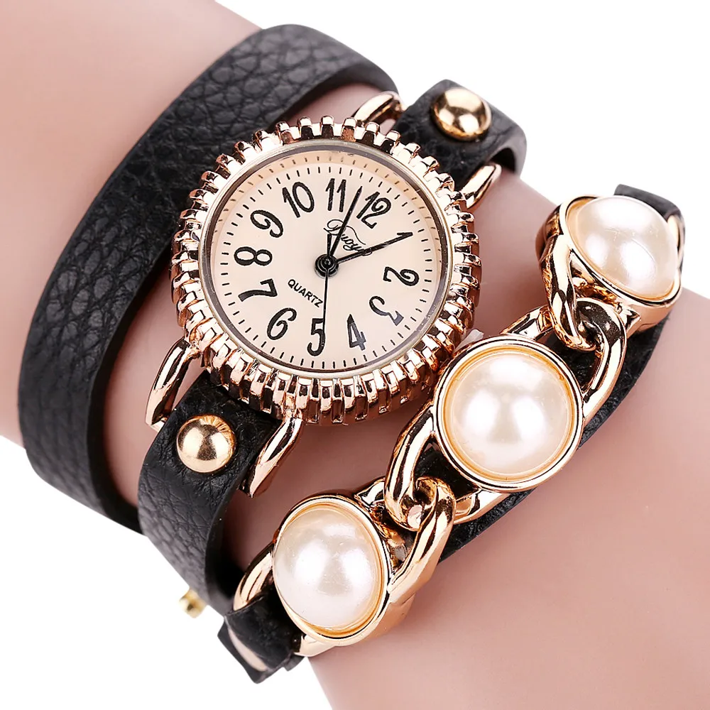 

Duoya Femmes Mode Casual Bracelet En Cuir Montre-Bracelet Femmes Robe relogio feminino pearl Clocks horloges Women Watches B30