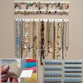 

Adhesive Jewelry Display Hanging Earring Necklace Ring Hanger Holder Packaging organizer Display Rack Sticky Hooks #13