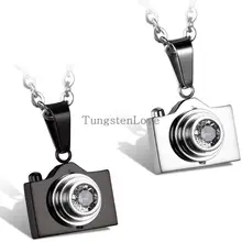 2015 Nueva Cámara De Joyería De Moda Collares Colgantes de La Venta Caliente Negro/Plata Colores Encantadores de Acero Inoxidable Diseñador de Moda Bijoux