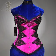 Дейзи Черное Кружево Наложение Талия Похудения Атласная Бурлеск Корсет Топ Костюмы