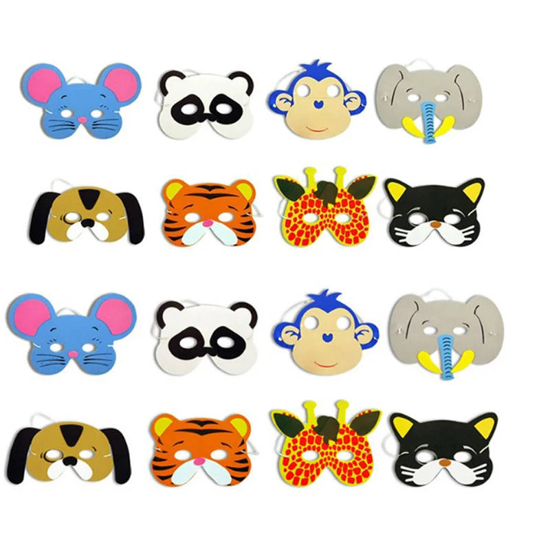 

12Pcs Mask Birthday Party Supplies EVA Foam Animal Masks Cartoon Kids Party Dress Up Costume Zoo Jungle Mask Party Decoration