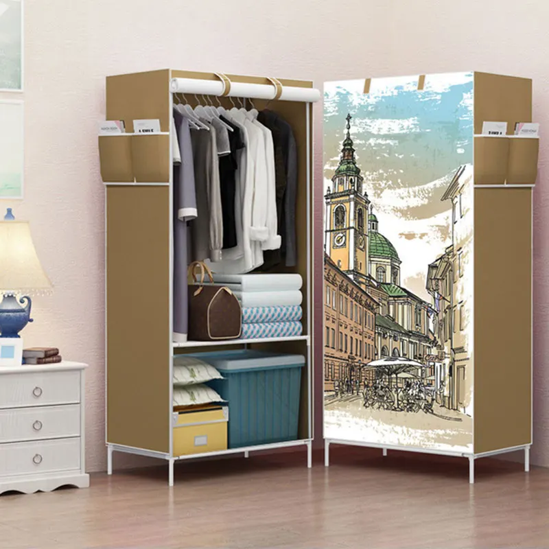 Single Non-woven Cloth Wardrobe Folding Clothes Storage Cabinet DIY Assembly Reinforcement Combination Small Closet Furniture Single Non-woven Cloth Wardrobe Folding Clothes Storage Cabinet DIY Assembly Reinforcement Combination Small Closet Furniture