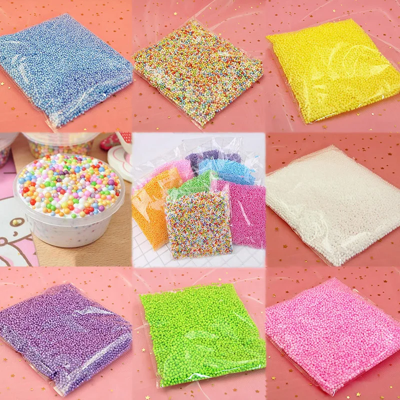 OL DIY Snow Mud 2-4mm Particles For Slime Accessories Soft Fluffy Mini Crystal Beads Assorted Colors Polystyrene Styrofoam |