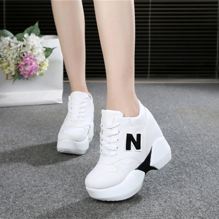 Women Sneakers 2019 Spring Autumn High Heels Ladies Casual Shoes Women Wedges platform shoes Female Thick Bottom Trainers
