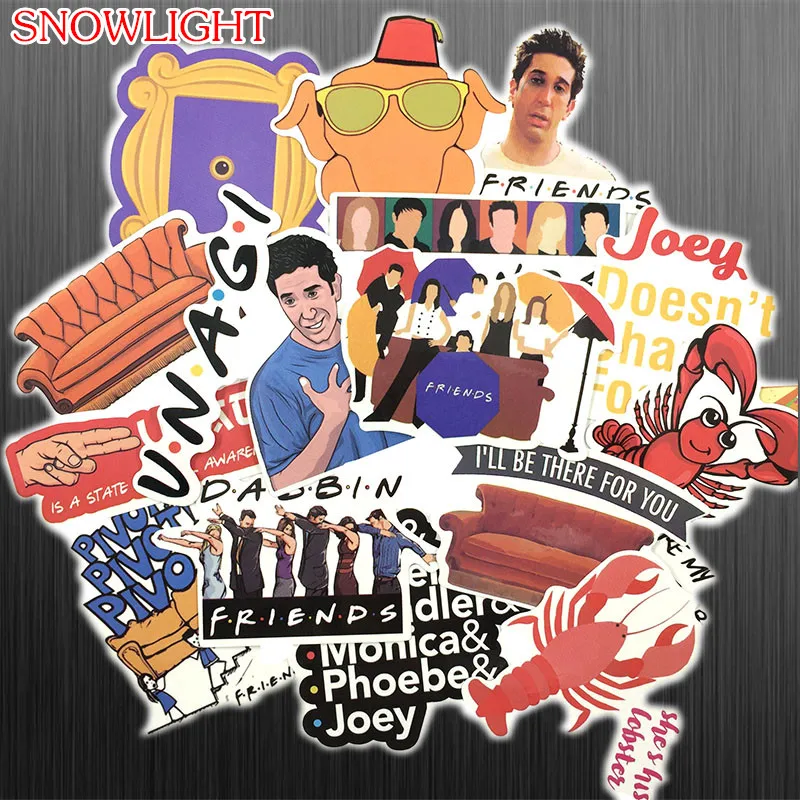 34Pcs/set Friends Tv Show Funny Kids Toy Sticker For Laptop Luggage Skateboard Phone Motorcycle Refrigerator Stationery Stickers