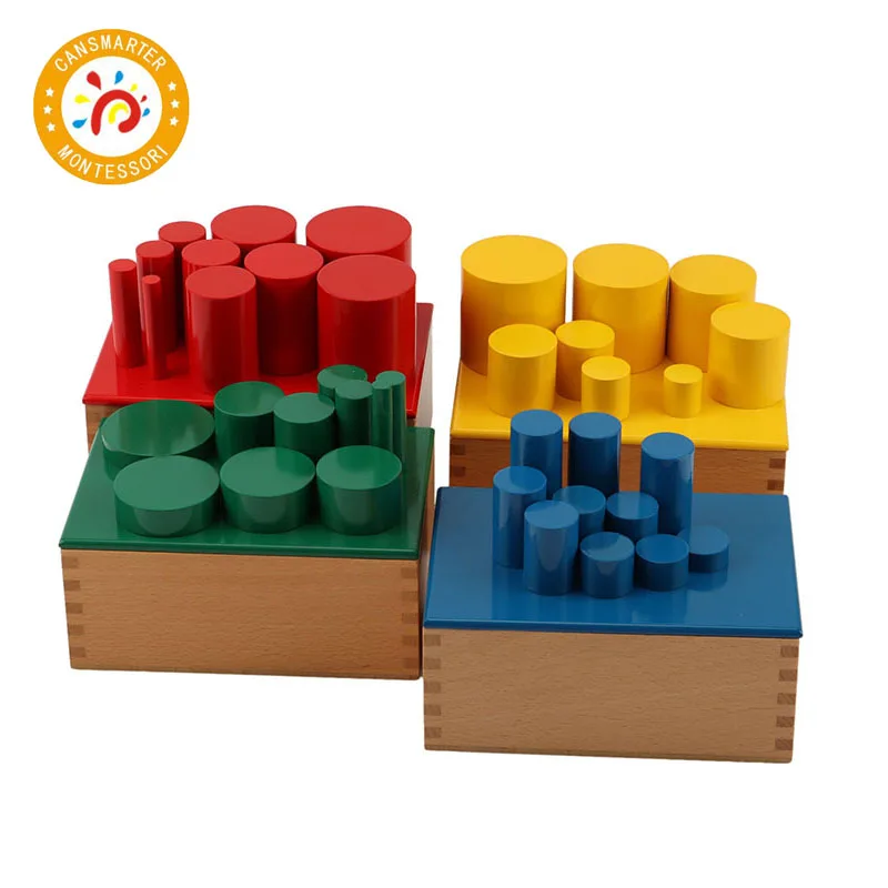 

Montessori colorful Baby Toy Learning Teaching Aids Knobless Cylinders Beechwood Education