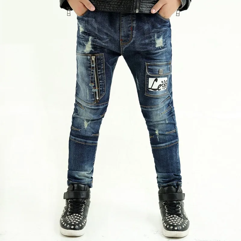 fashion 2017 spring autumn kids letter jeans boys pants kid clothes mid elastic waist children denim pant clothing for teenagers bottom clothees 6 7 8 9 10 11 12 13 14 15 16 years old (12)