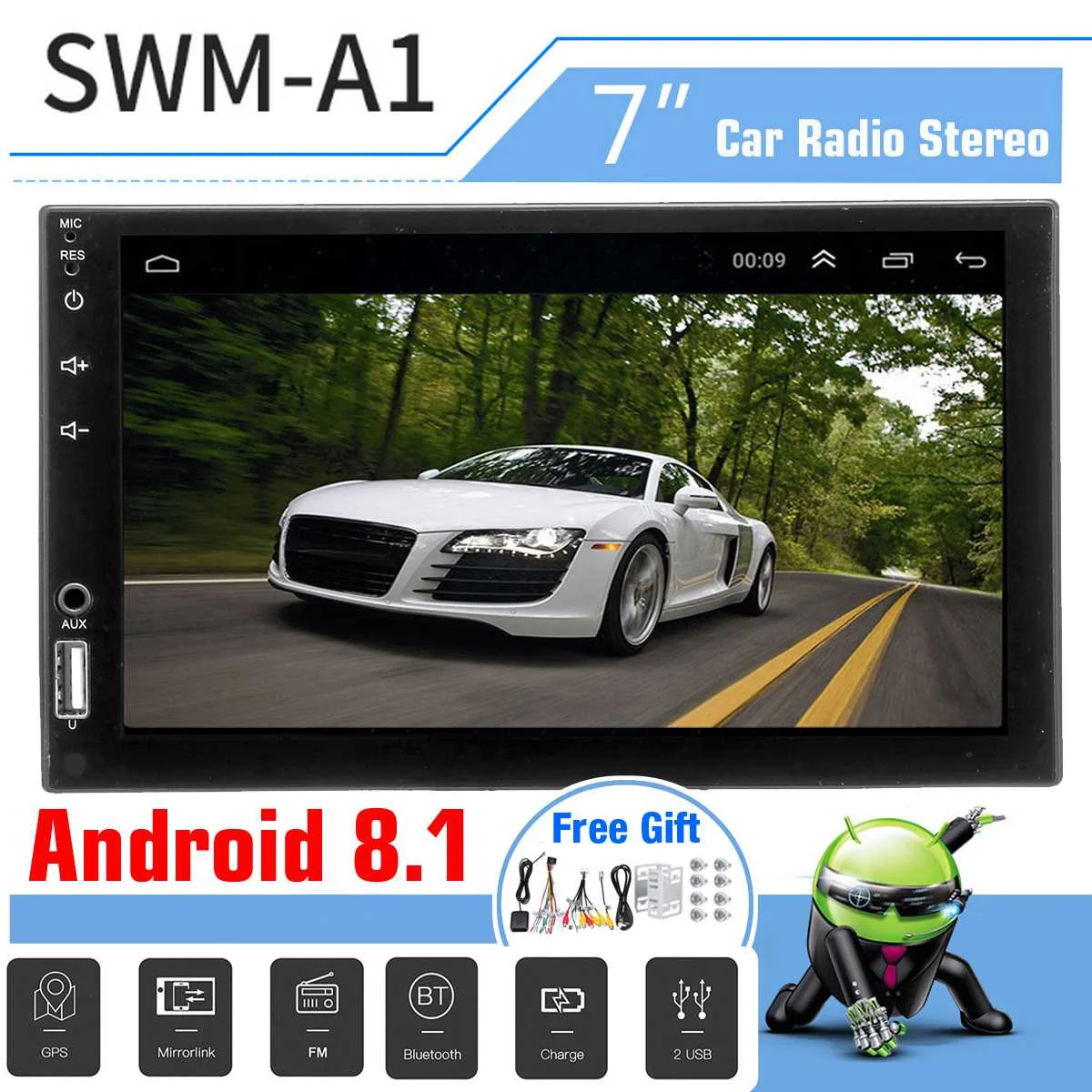 

Car Radio 7" HD Autoradio Multimedia Player Android 8.1 SWM-A1 bluetooth Touches Screen Central Control Navigation
