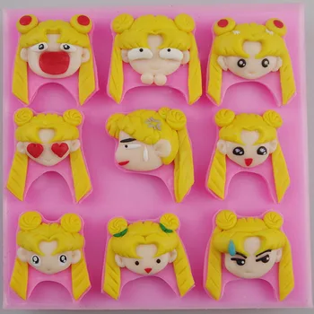 

Free shipping sailor moon Expression series diy fondant cake decoration mold Handmade chocolate silicone mold cake tools