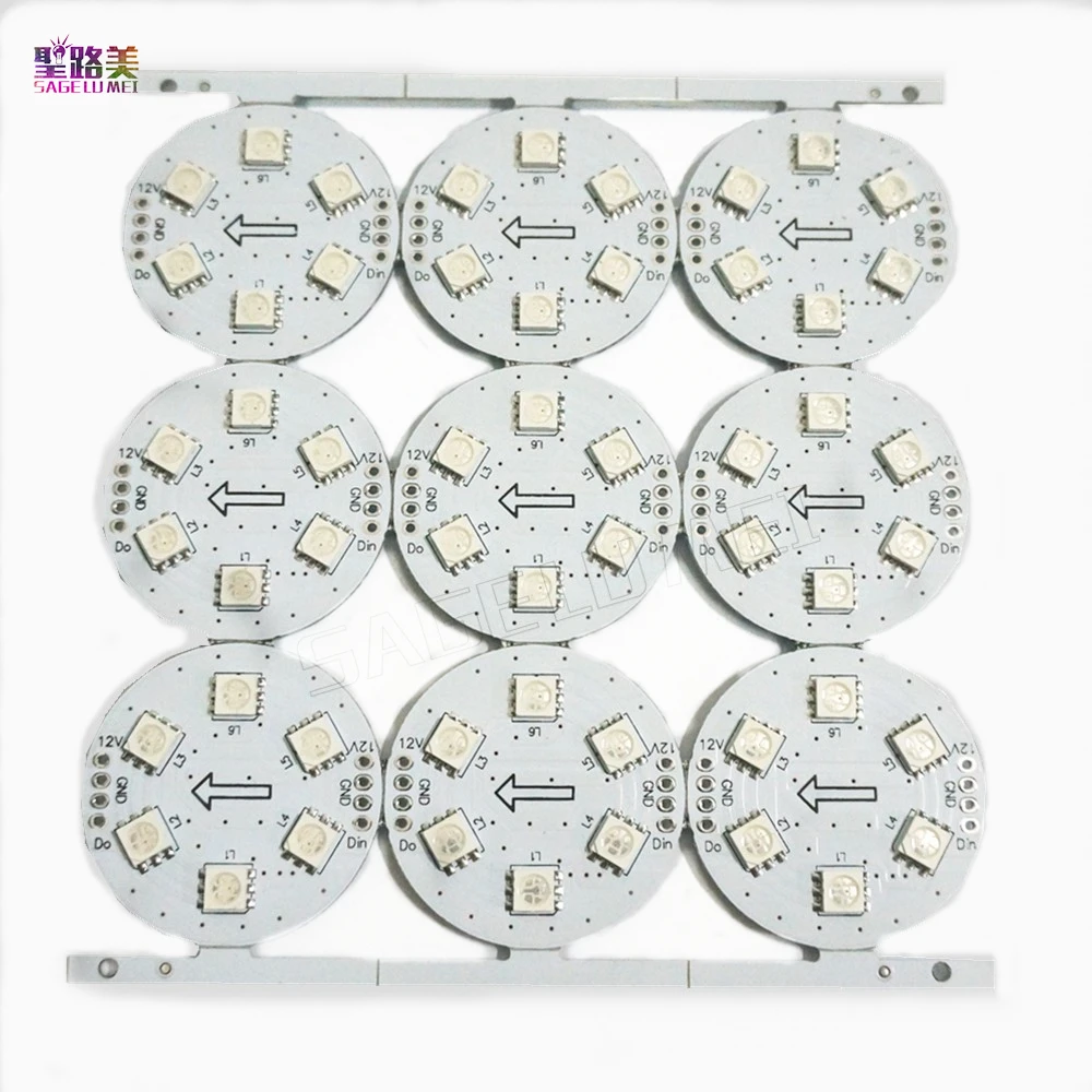 9 шт./лот 12В WS2811IC PCB 38 мм Диаметр D38 6 светодиодов 5050 SMD Светодиодная плата пикселей