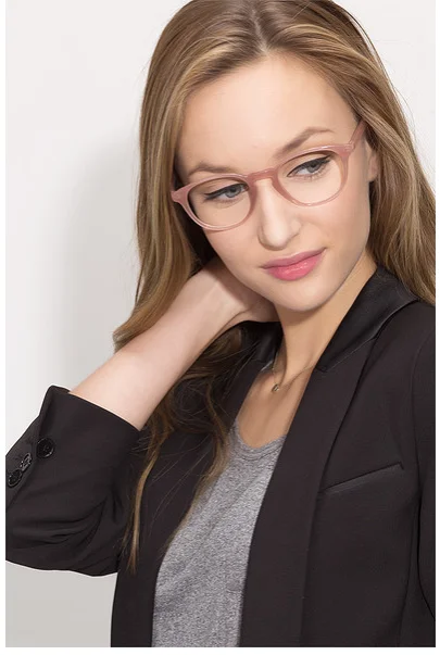 Pink Semi transparent Acetate eye glasses frames for women Oval Shaped Optical Spectacle Glasses Frame