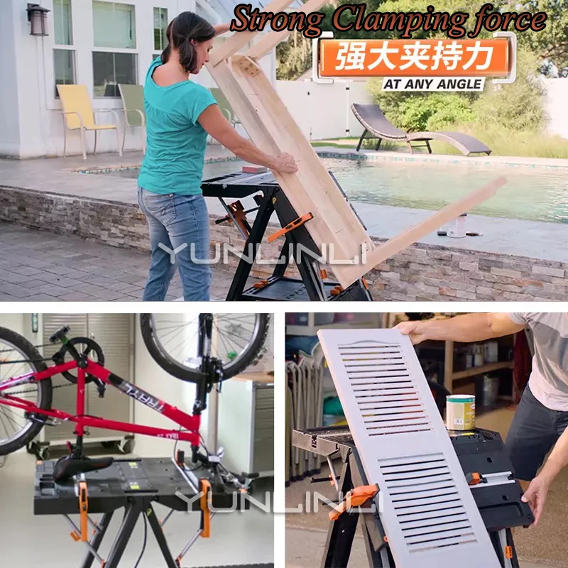 Foldable Woodworking Benches Multi-functional DIY Work Table Portable Hardware Benches with Strong Clamping Force