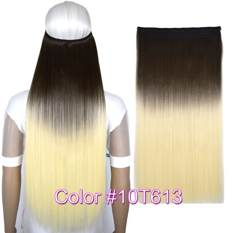 Верхние термостойкие синтетические волосы, 5 клипсов на заколках для наращивания волос, цвета Омбре - Цвет: 10T613