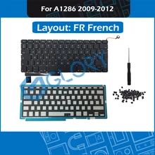 New FR French Keyboard For Macbook Pro 15″ A1286 France Keyboard with Backlight Screws Replacement 2009-2012