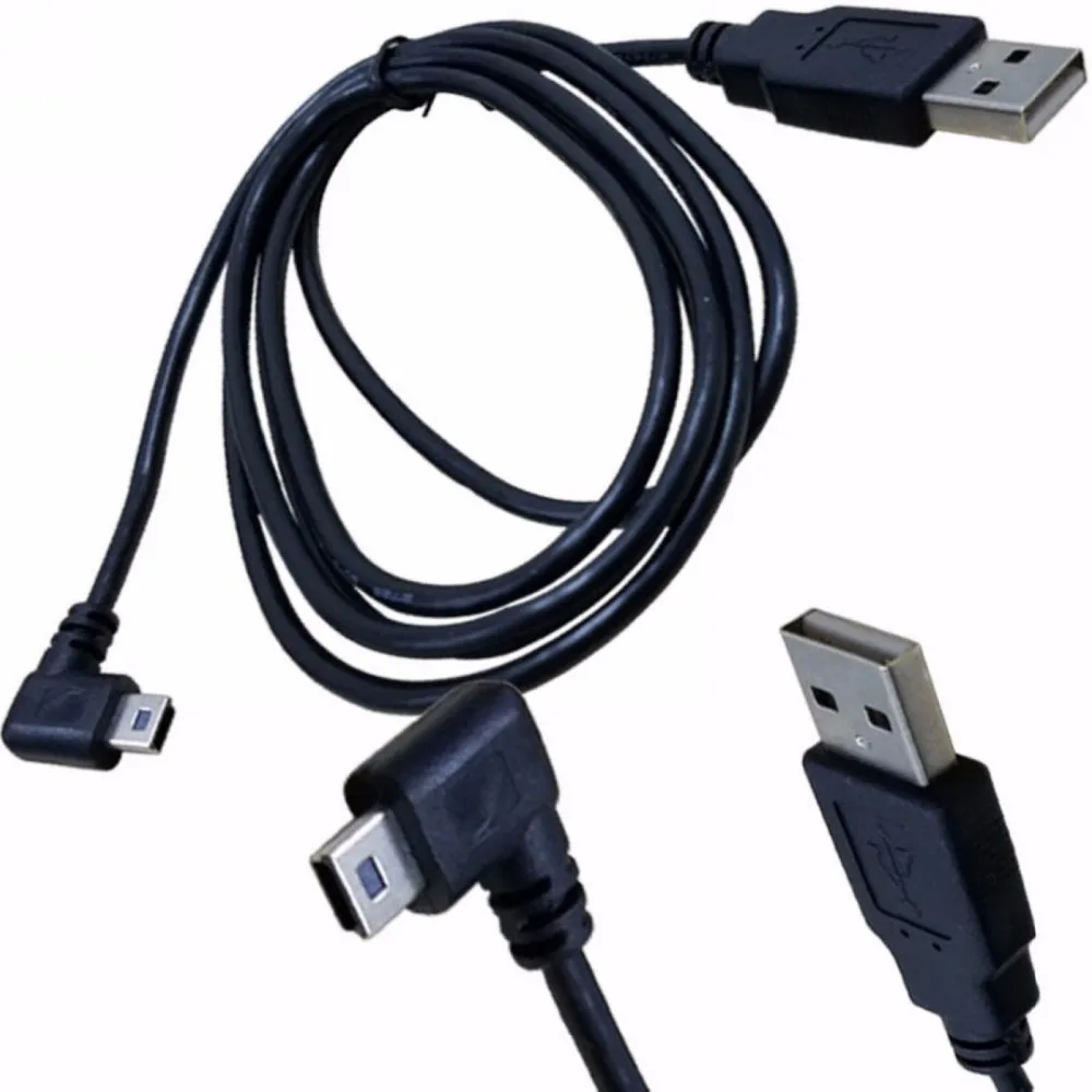 

1PC Black Left Angled 90 Degree Plug Data Cable Cord USB 2.0 A Male Plug to Mini 5 Pin 1.5M/5FT 3M/10FT Digital Cable Accessori