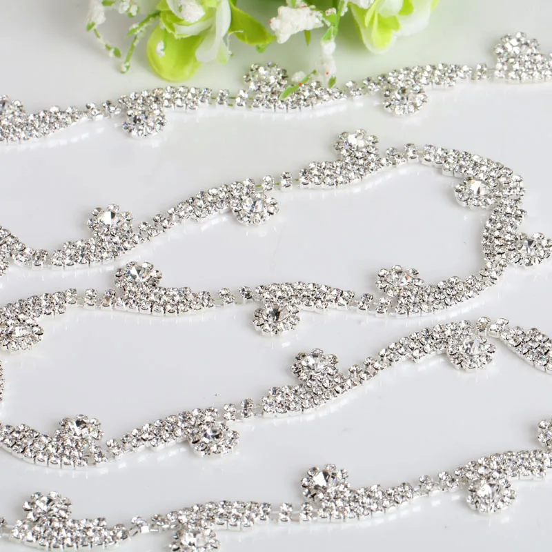 2y Crystal Rhinestone Cup Silver Chain Bridal Wedding Dress Decoration