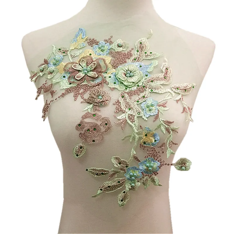 Embroidered Flower Patch Embroidery Beaded Applique Lace Patches For Clothing Wedding (16)