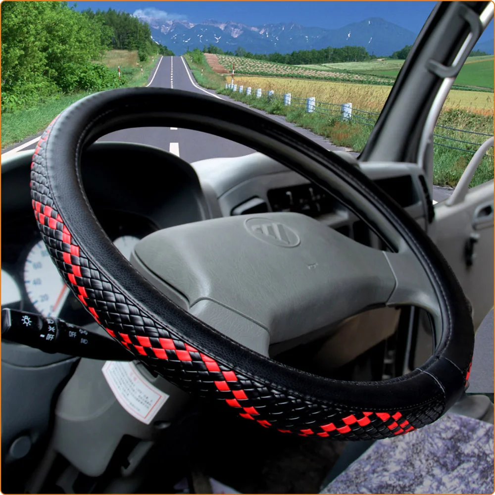 Dermay® Car Steering Wheel Cover 36cm 38cm 40cm 42cm Outer Diameter Silk Leather