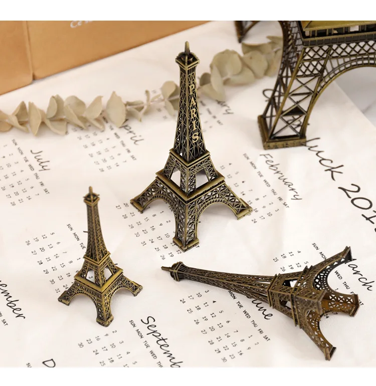 8cm-18cm Vintage Metal Paris Eiffe Iron Tower Bronze Style Figurines Craft Retro Antique Model Home Desk Decor Ornament Gift