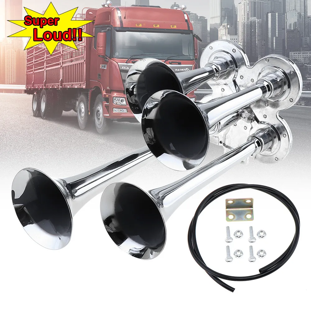 Buy 12V / 24V 150dB Super Loud Four Trumpet Air Horn