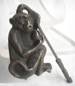 

Rare Chinese Old Style Brass Carved Monkey Padlock Lock And Key