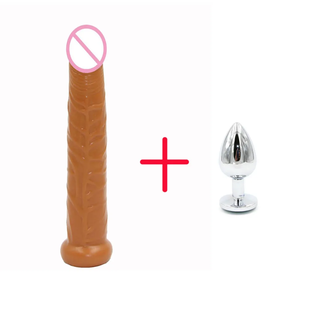 2PCS/SET Realistic Dildo With Suction Cup Flexible Dick Penis Metal Butt Anal Plug Small Dildos Adult Sex Toys for Woman Men Gay