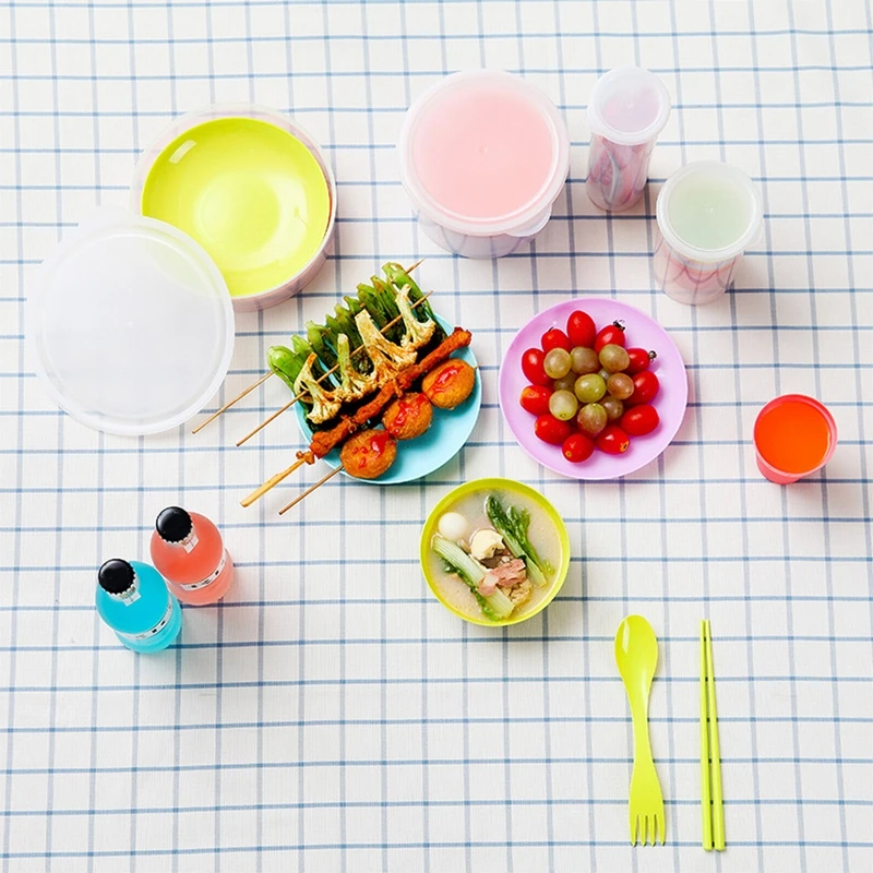 Пластиковая переносная посуда для кемпинга на открытом воздухе костюм пикника