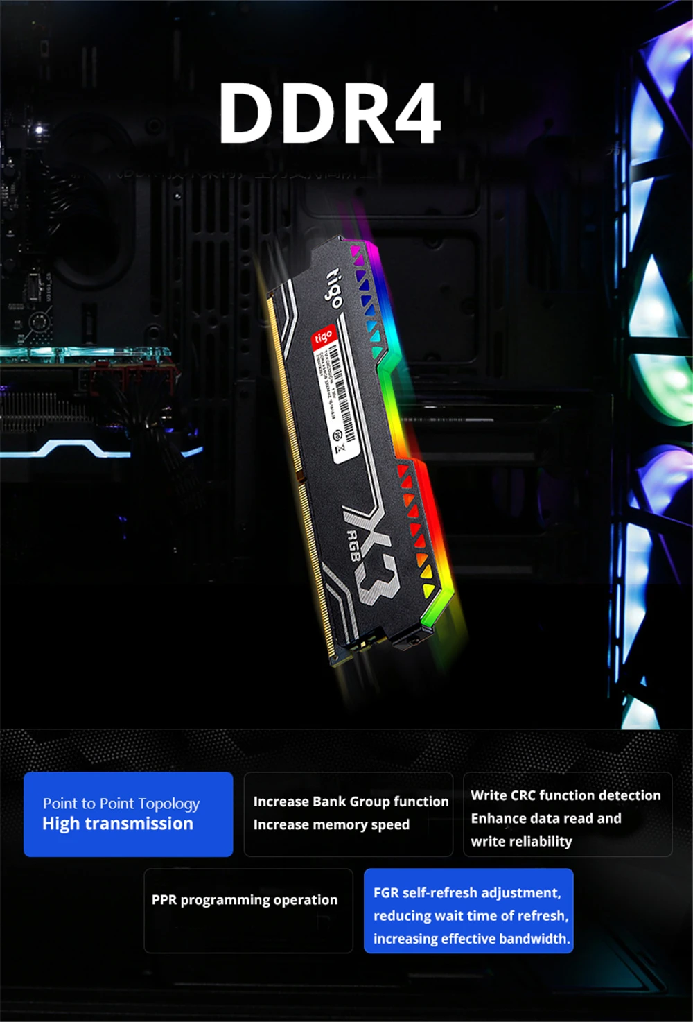 Tigo ram 8 Гб ddr4 игровая память RGB светодиодный светильник PC DDR4 3200 МГц для рабочего стола XMP 2,0 разгон Memoria X3 mulitcolor