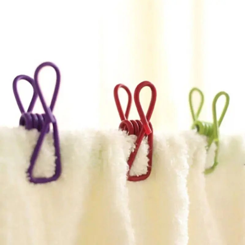 10Pcs Metal Clamp Clothes Laundry Hangers Strong Grip Washing  Pin Pegs Clips ES