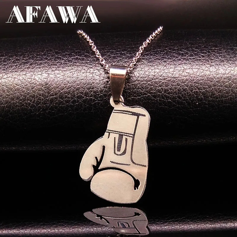 

Stainless Steel Cool Boxing Pendant Necklaces For Men Boys Gift Silver Color Boxing Glove Necklace Jewelry collier homme N7124