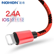 NOHON нейлоновый кабель для зарядки и передачи данных для Apple iPhone X, 7, 6, 8, 5 Plus, XR, XS, MAX, для iPad Air, 2, IOS, 9, 10, 11, кабели синхронизации для зарядки телефона, 1 м