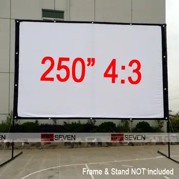 

250" 4:3 Movably White Canvas Fabric Projection Screen for Any LED LCD DLP 3D Smart Full HD Projectors, Watch Movies Outsides
