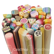 100 шт./лот 40 мм Смешанные торт арт для ногтей трость DIY Fimo игровое тесто фигурки из полимерной глины