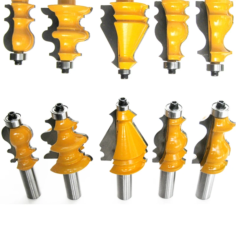 5Pcs/set 1/2" Shank Router Bit Architectural Specialty Molding A B C D
