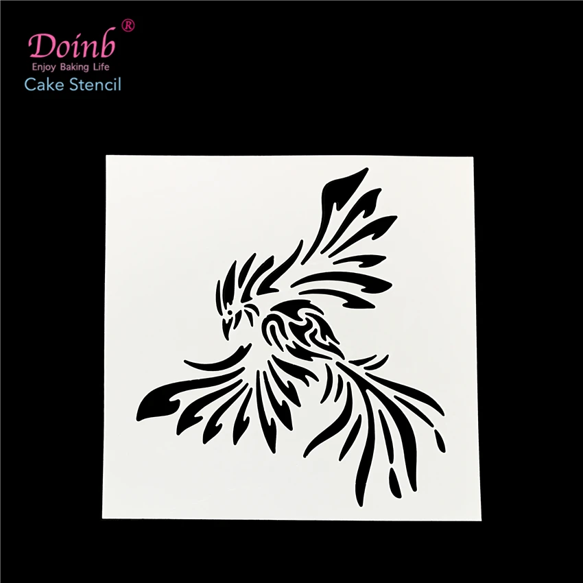 

Animal Fire phoenix Plastic Spray Flower Cake Mold Strew Pad Stencil Duster Cupcake Fondant Decoration Baking Tool Moulds FQ4071