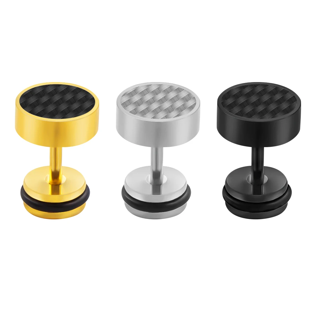 1 пара панк рок-жеребец серьги для мужчин и женщин мода углеродного волокна черные круглые серьги Поддельные Уши плаг Для Пирсинга Ушей