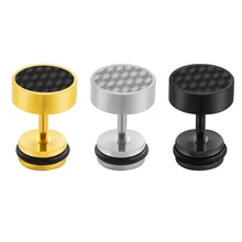 1 пара панк рок-жеребец серьги для мужчин и женщин мода углеродного волокна черные круглые серьги Поддельные Уши плаг Для Пирсинга Ушей