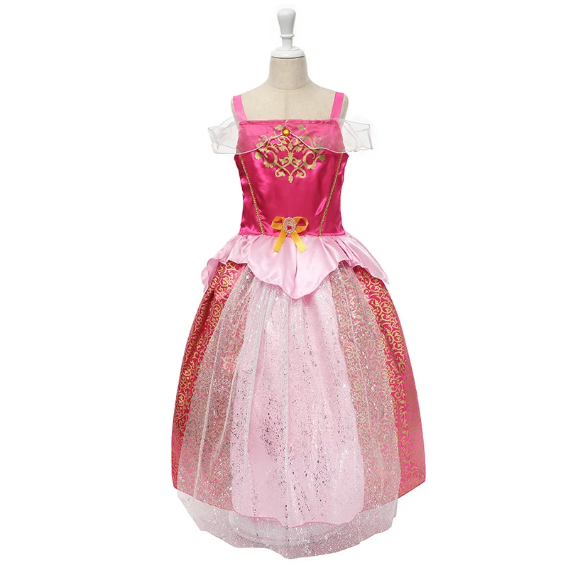 Нарядные платья для девочек; Детский карнавальный костюм Белоснежки; вечерние платья принцессы Рапунцель, Авроры, Белль, Спящей красавицы, Софии - Цвет: Sleeping Beauty