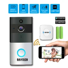 DAYTECH Wireless WiFi Video Doorbell Camera IP Ring Door bell Two Way Audio APP Control iOS Android Battery Powered