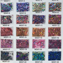 28 Colors Nail Glitter Mixed(50g bag1.76oz Grab Bag, Chunky Blend Glitter, Mixed Size Chunky Mix, Polyester Glitter Mixes,MT01