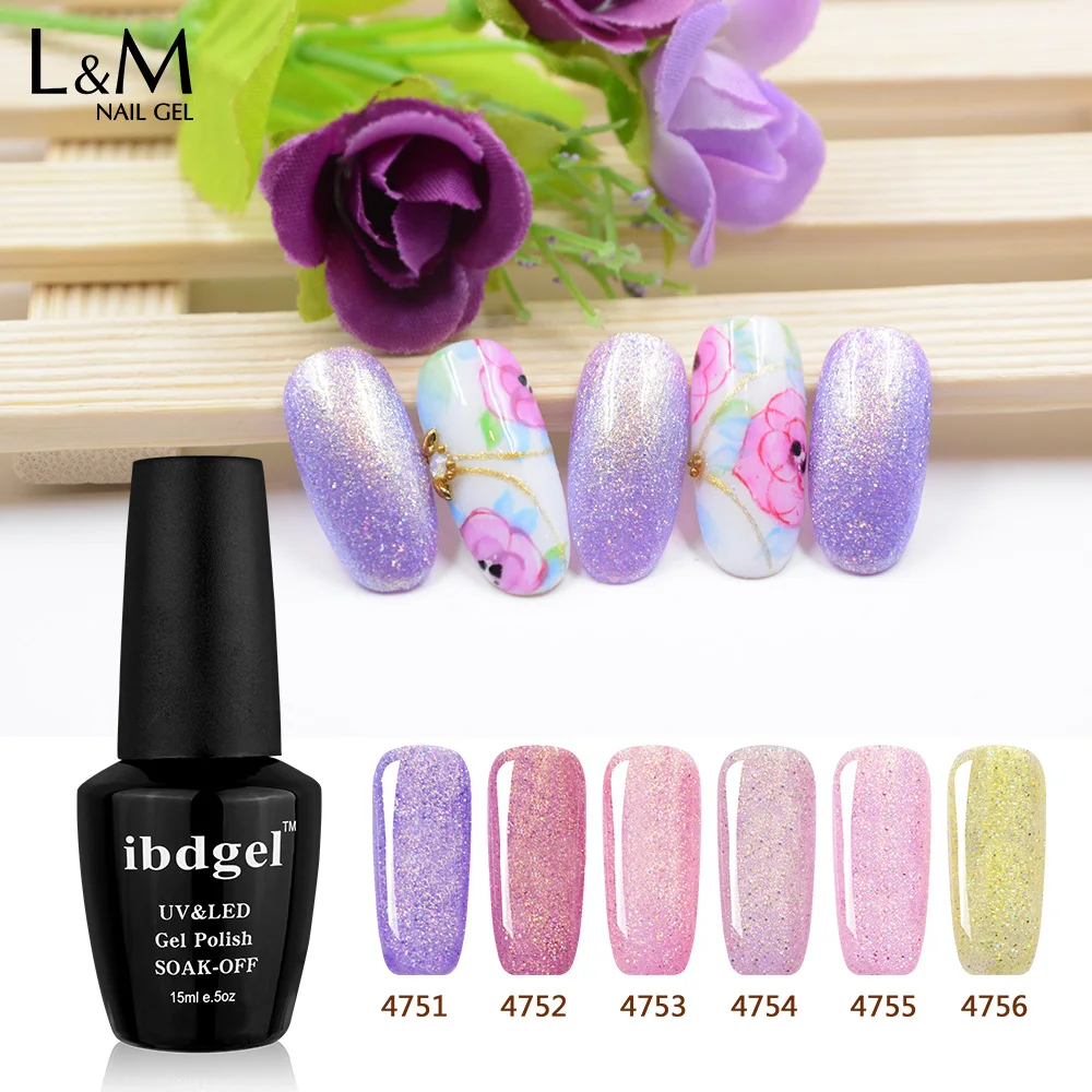 6 Pcs Set Kit ibdgel Brands Glazed Gold Series Long Last Artistic UV